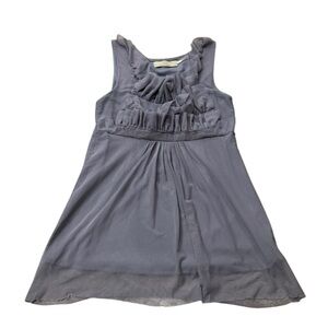 EUC Burlap Brand Gray Ruffled Sleeveless Blouse Anthropologie Size Small